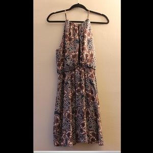 Short Paisley/Floral Pattern Thin Strap Dress